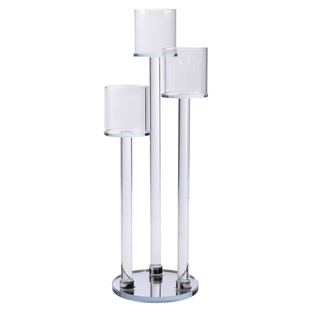 Yiwu Підсвічник скляний на 3 свічки 12×37.5 см підсвічник декоративний прозорий на ніжці HP-4-1 Коломия - фото 4