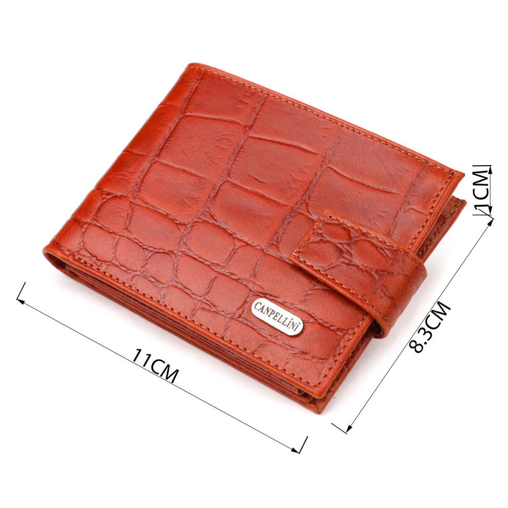 Чоловічий гаманець з натуральної фактурної шкіри CANPELLINI 21510 Світло-коричневий Київ - фото 3