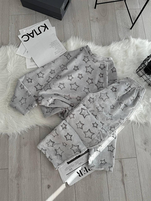 Жіноча тепла повсякденна махрова піжама турецька двостороння махра Сірий, 46/48 Одеса - фото 4