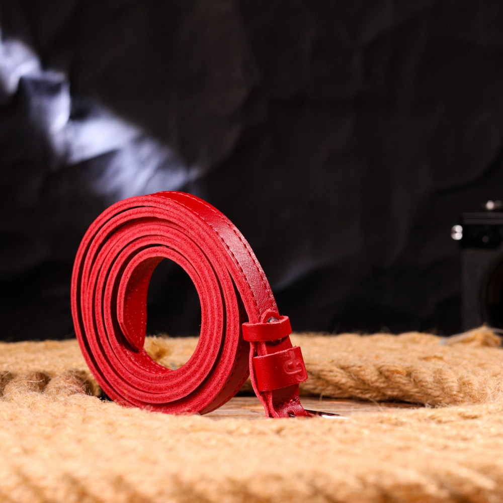 Узкий женский ремень из натуральной кожи Красный (GRANDE PELLE) Киев - изображение 2