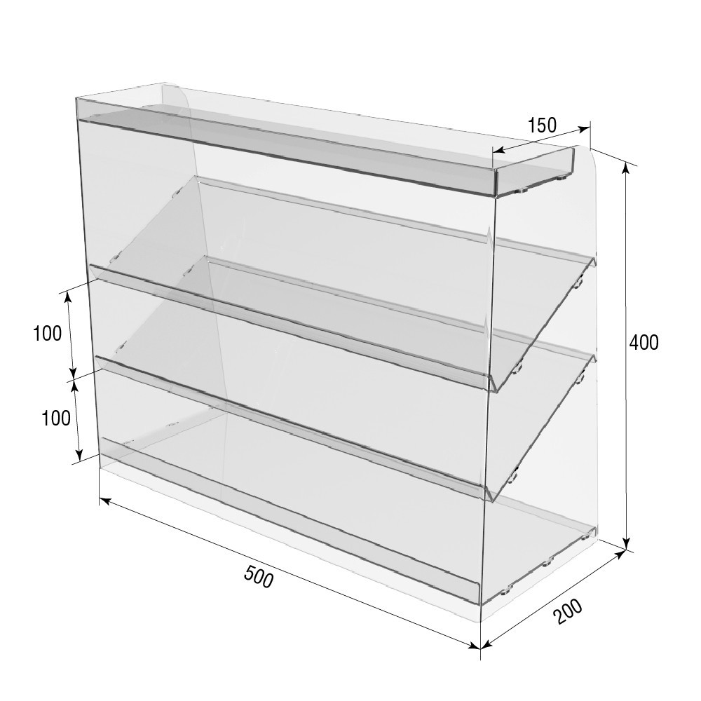 Підставка вітрина EKOSTAR 4 полиці 500х200х400 Київ - фото 4