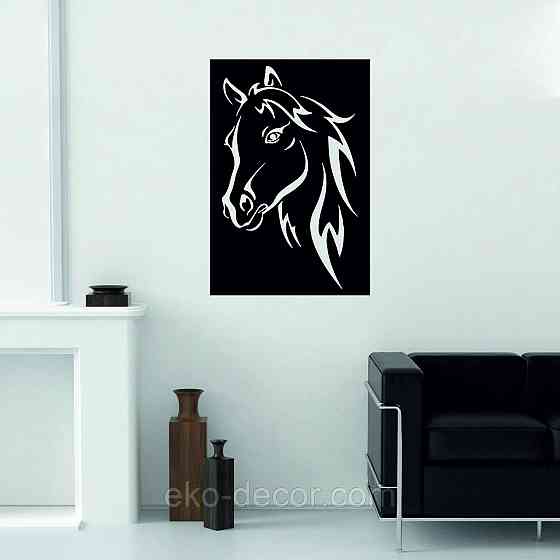 Декоративное настенное Панно «Лошадь», Декор на стену 70*47 см, Черный Киев