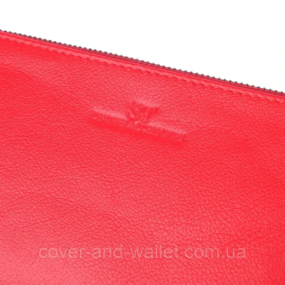 Червоний жіночий гаманець-клатч на три відділення на блискавці ST leather 022-1 Київ - фото 4