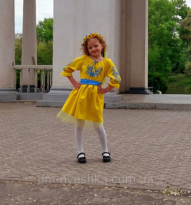 Сукня вишиванка жовто-синя Пташки патріоти Кривий Ріг - фото 2