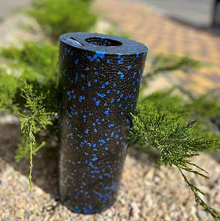 Массажный ролик, валик для массажа спины (массажер для спины, шеи, ног) PowerPlay 4347 Черно/Синий 33x14см Киев