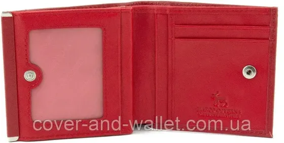 Маленький женский кошелек красного цвета на кнопке Marco Coverna 1420 Киев