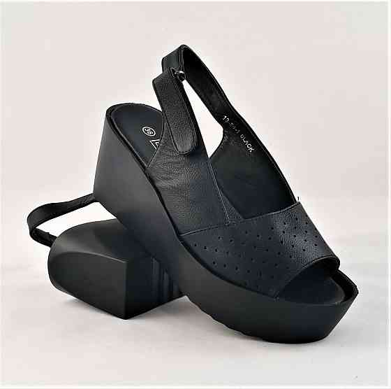 Жіночі Сандалі Босоножки на Танкетці Платформа Чорні Літні (розміри: 37,39) - 24-1 Дніпро