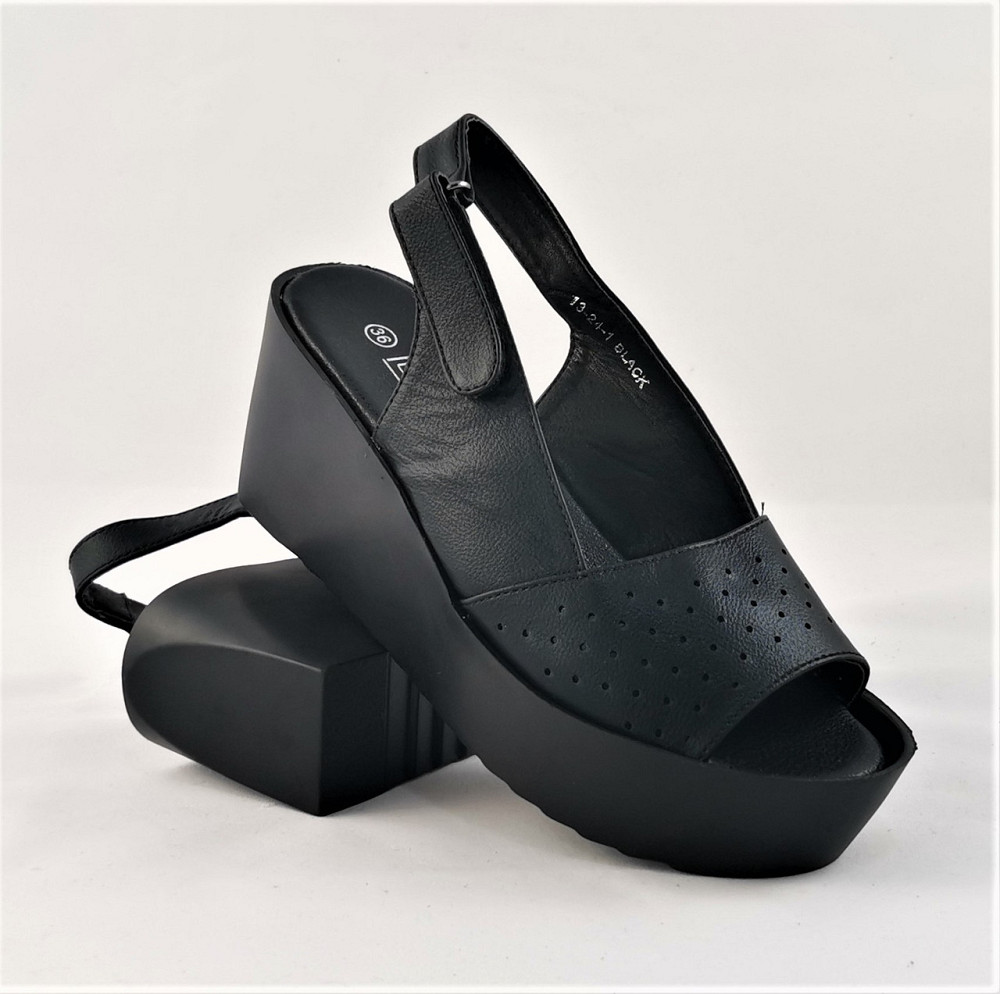 Жіночі Сандалі Босоножки на Танкетці Платформа Чорні Літні (розміри: 37,39) - 24-1 Дніпро - фото 4