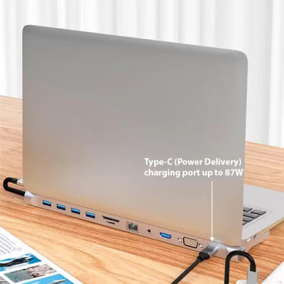 Порт-реплікатор Dynamode 11-in-1 USB-C to HDTV 4K/30Hz, VGA, 1хUSB3.0, RJ45, Type-C PD, Audio, SD/MicroSD (BYL-2003) Вінниця - фото 10