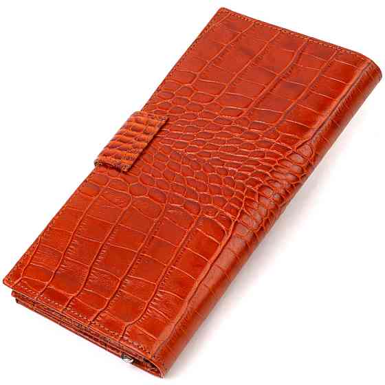 Лакированное вертикальное мужское портмоне из натуральной фактурной кожи с тиснением под крокодила CANPELLINI Киев