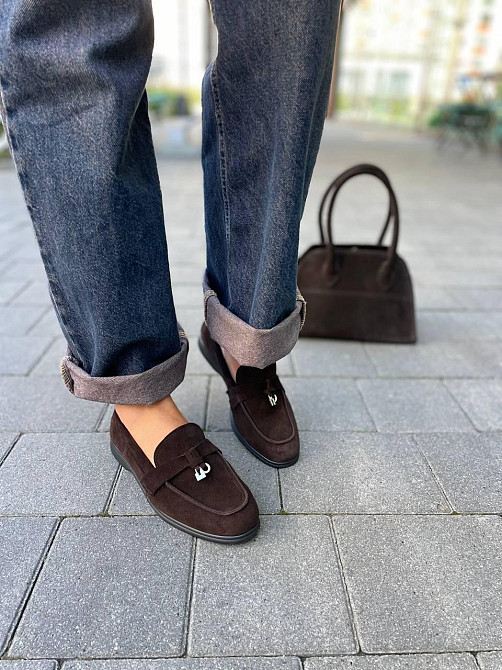 Mermaid Лофери жіночі Mermaid Б-1 шоколодні/чор.під (весна-осінь, замша натуральна) (6007) Коломия - фото 6