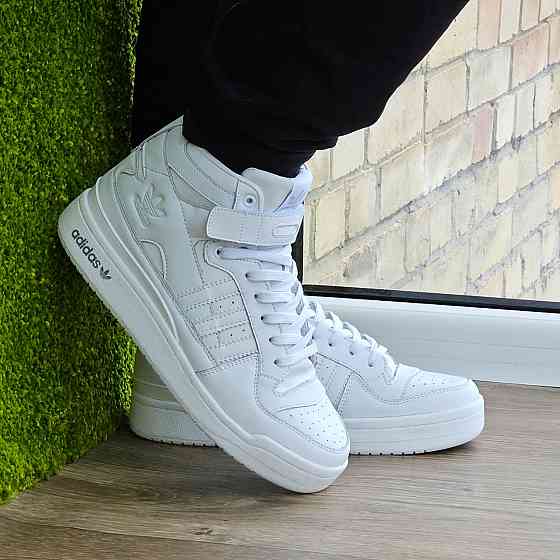 Високі Білі Кросівки Adidas Forum Шкіряні Чоловічі Черевики Адідас Форум (розміри: 41,42,43,44,45,46) Дніпро