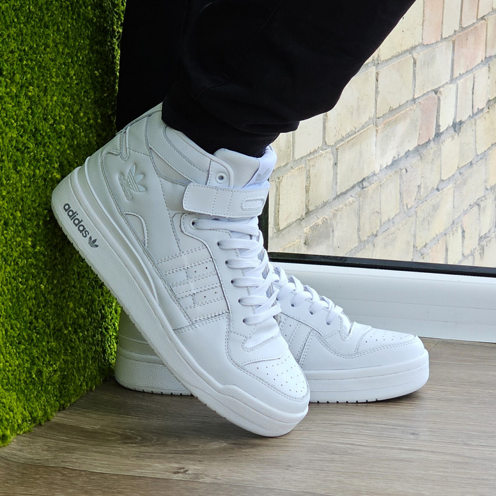 Високі Білі Кросівки Adidas Forum Шкіряні Чоловічі Черевики Адідас Форум (розміри: 41,42,43,44,45,46) Дніпро - фото 2