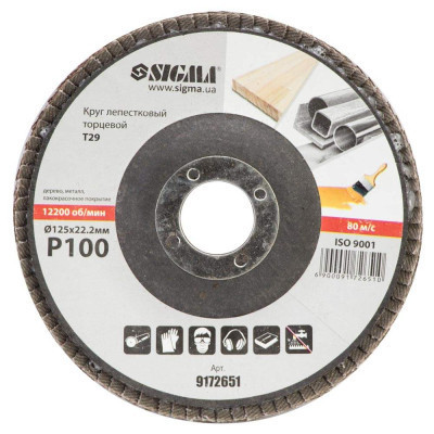 Круг зачистний Sigma пелюстковий торцевий Т29 (конічний) 125мм P100 (9172651) Вінниця - фото 2