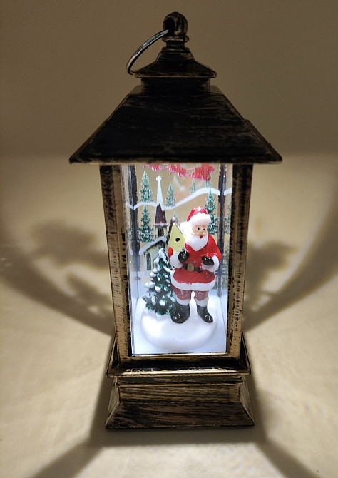 Новорічний LED ліхтар на батарейках без блискіток 