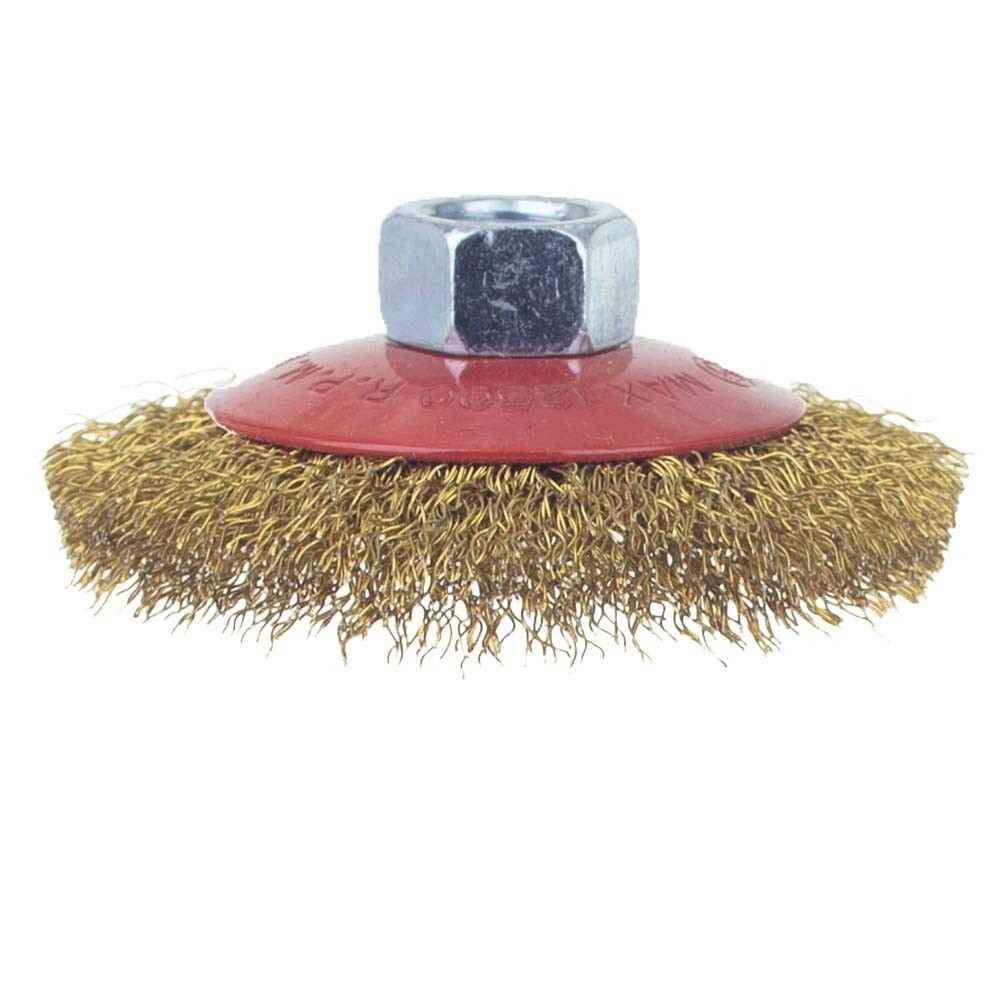 Щітка дротяна конусоподібна Ø75мм М14×2мм (латунована) SIGMA (9016071) Рівне - фото 2