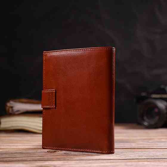 Привабливий вертикальний чоловічий гаманець середнього розміру з натуральної гладкої шкіри CANPELLINI 21858 Коричневий Київ