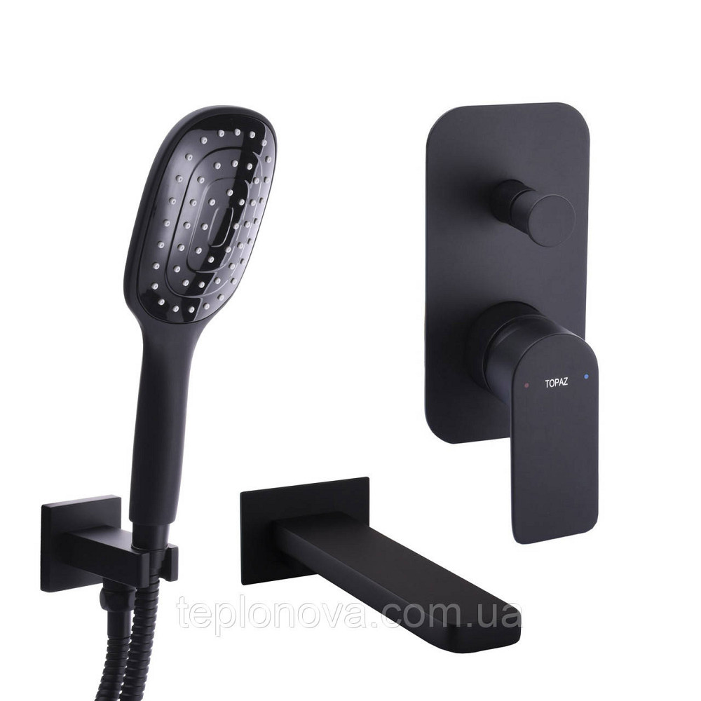 Смеситель для ванны встроенный TOPAZ SARDINIA TSG 08202-V-H20-BL 2 выхода, излив 190 мм, Черный Черновцы - изображение 1