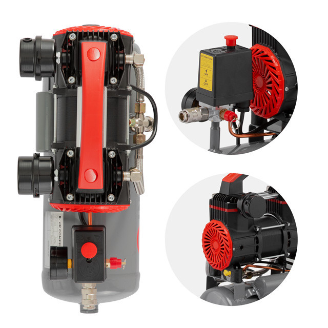 Компресор, 9 л, 0,75 кВт, 230 В, 8 aтм, 200 л/хв, 1400 об/хв,  безмасляний, 2 циліндри, 63 дБ INTERTOOL PT-0015 Киев - изображение 5