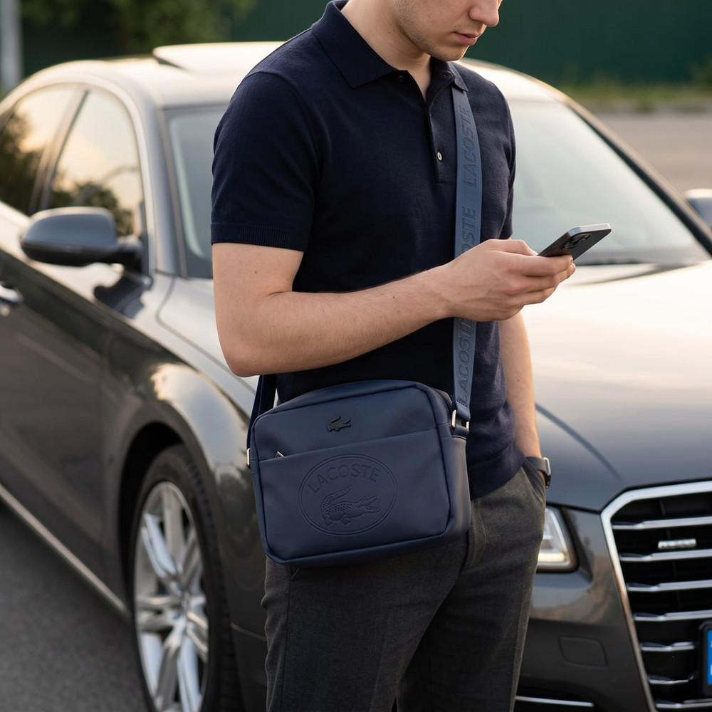 Мужская борсетка, сумка на плечо Lacoste (82413) blue Киев - изображение 7