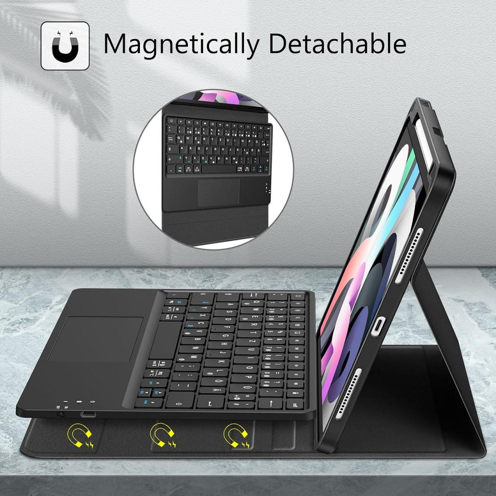 Чохол клавіатура FINTIE для iPad Air 11/10.9 (M4/M3/M2, 2026/2025/2024, 4/5 gen) чорний магнітний знімний кейс з тачпадом тримачем Київ - фото 3