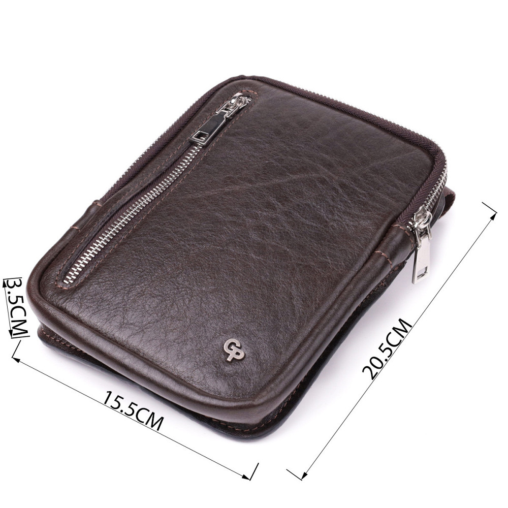 Чоловіча прямокутна сумка бананка з гладкої натуральної шкіри GRANDE PELLE 22880 Коричневий Київ - фото 3