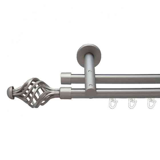 Карниз Orvit Арезо металевий дворядний реверсивний профільна труба  Сатин 19\19 мм 300 см (6300795) Львів