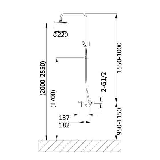 Душова система з виливом Qtap Aries на три споживачі QTARI111CRM45560 Chrome Київ