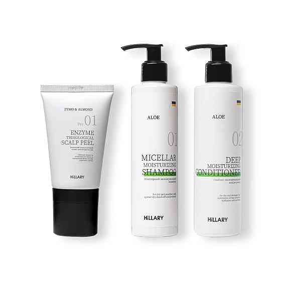 Ензимний пілінг для шкіри голови + Набір для сухого типу волосся Aloe Deep Moisturizing Hillary Київ