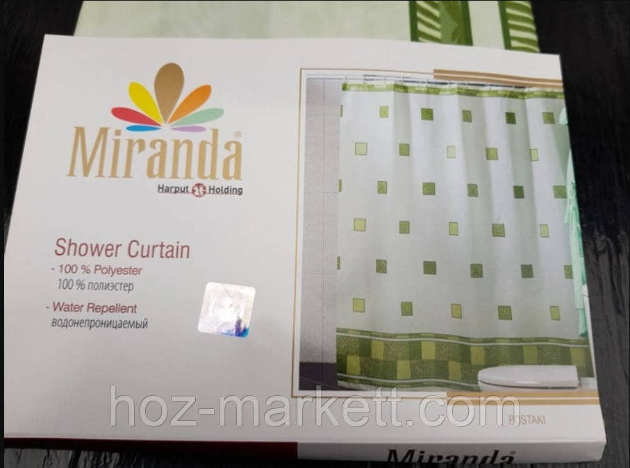 Штора для ванной тканевая Миранда Postaki 180 х 200 см зеленая Харьков - изображение 3