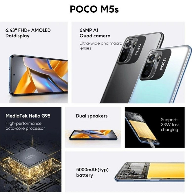 Смартфон Xiaomi Poco M5S 8/256Gb. Blue NFC Amoled 5000mAh. 33W Київ - фото 1