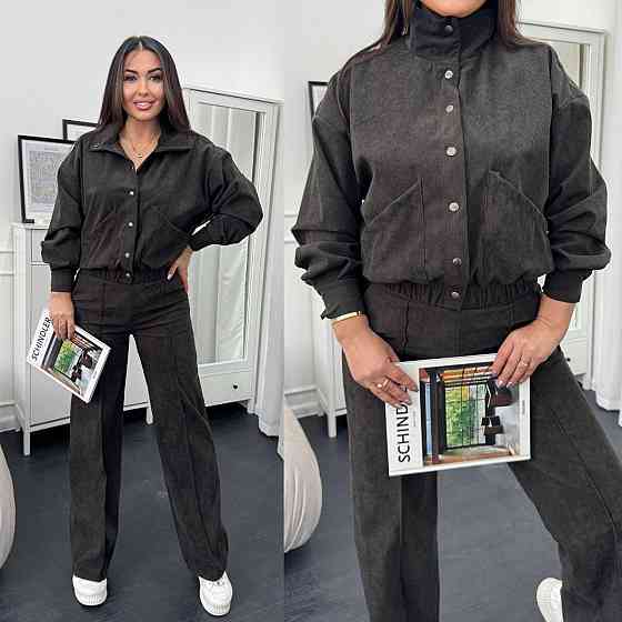 Женский стильный повседневный костюм двойка бомбер+брюки Хаки, 40/42 Одесса