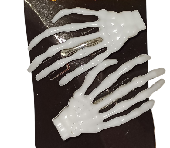 Набір 2 шпильки пальці скелету для волос на Хелловін білий Київ