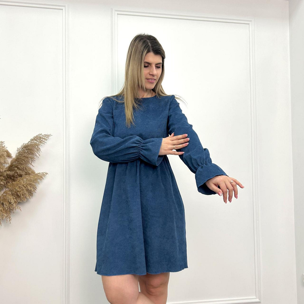 Вельветовое платье с завышенной талией Wesley батал 50-52, Трехнитка начес, Джинс Киев - изображение 1