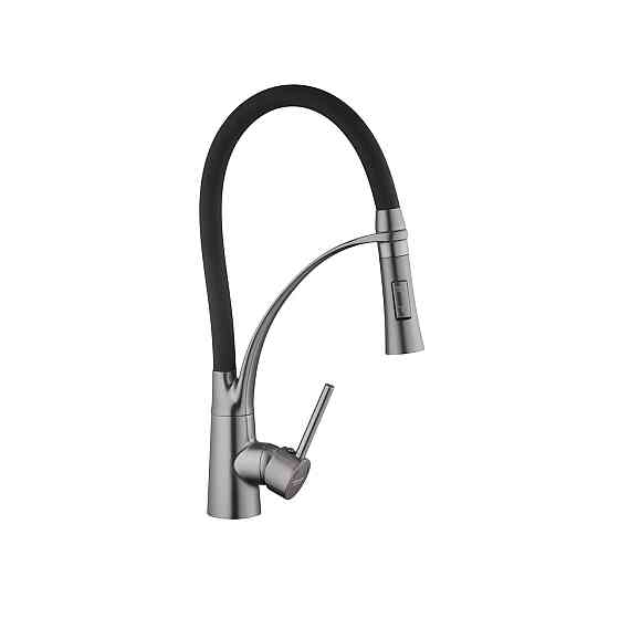Смеситель для кухни с гибким изливом Kroner KRP Ersel - GRP03393BLK черный/графит Киев
