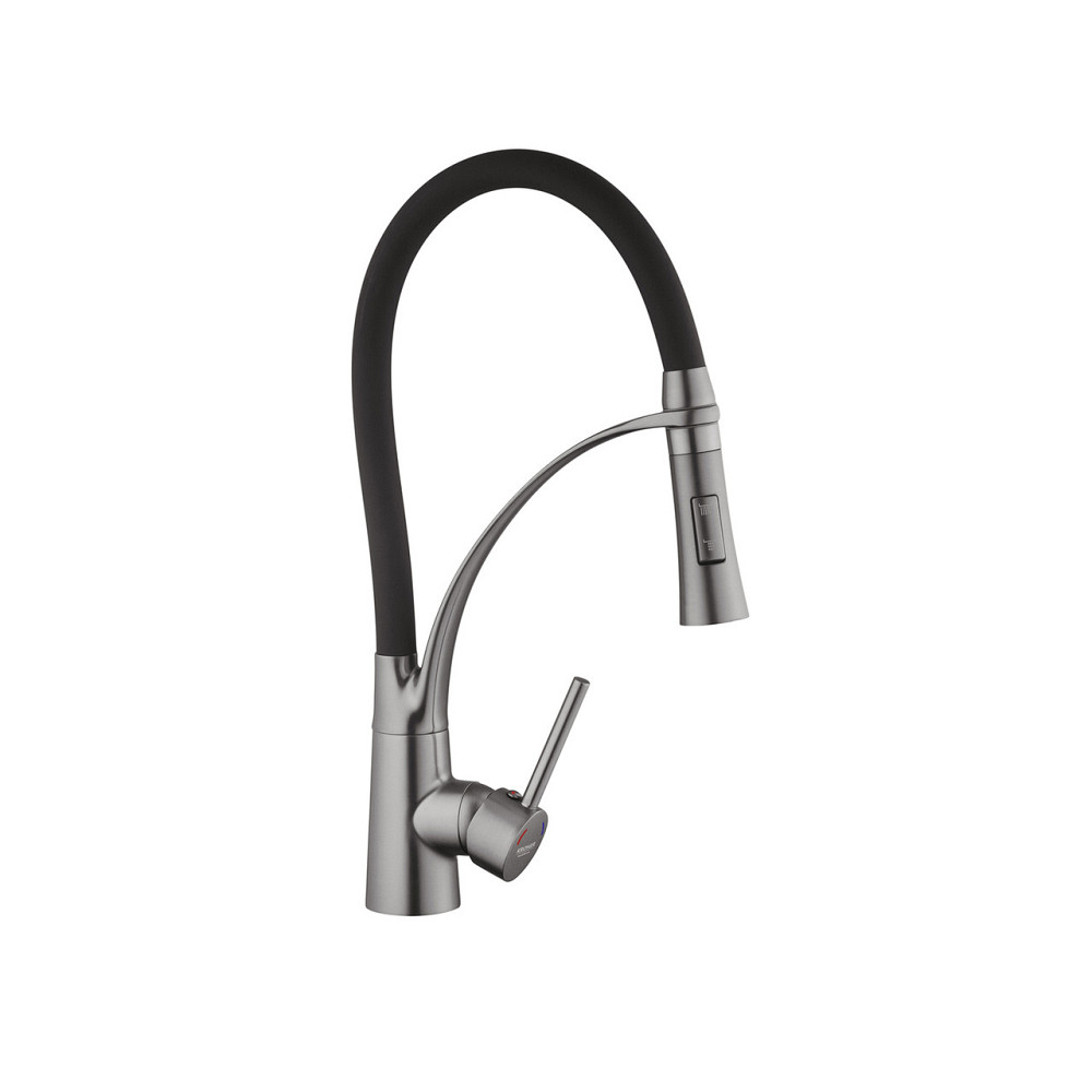 Смеситель для кухни с гибким изливом Kroner KRP Ersel - GRP03393BLK черный/графит Киев - изображение 4