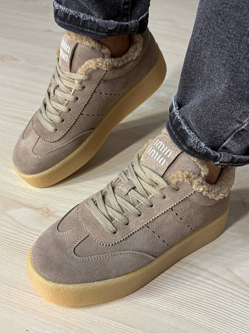 Кеди жіночі Hengji 633-5 утеплені замшеві на хутрі бежеві, 38, 24 см Київ - фото 11