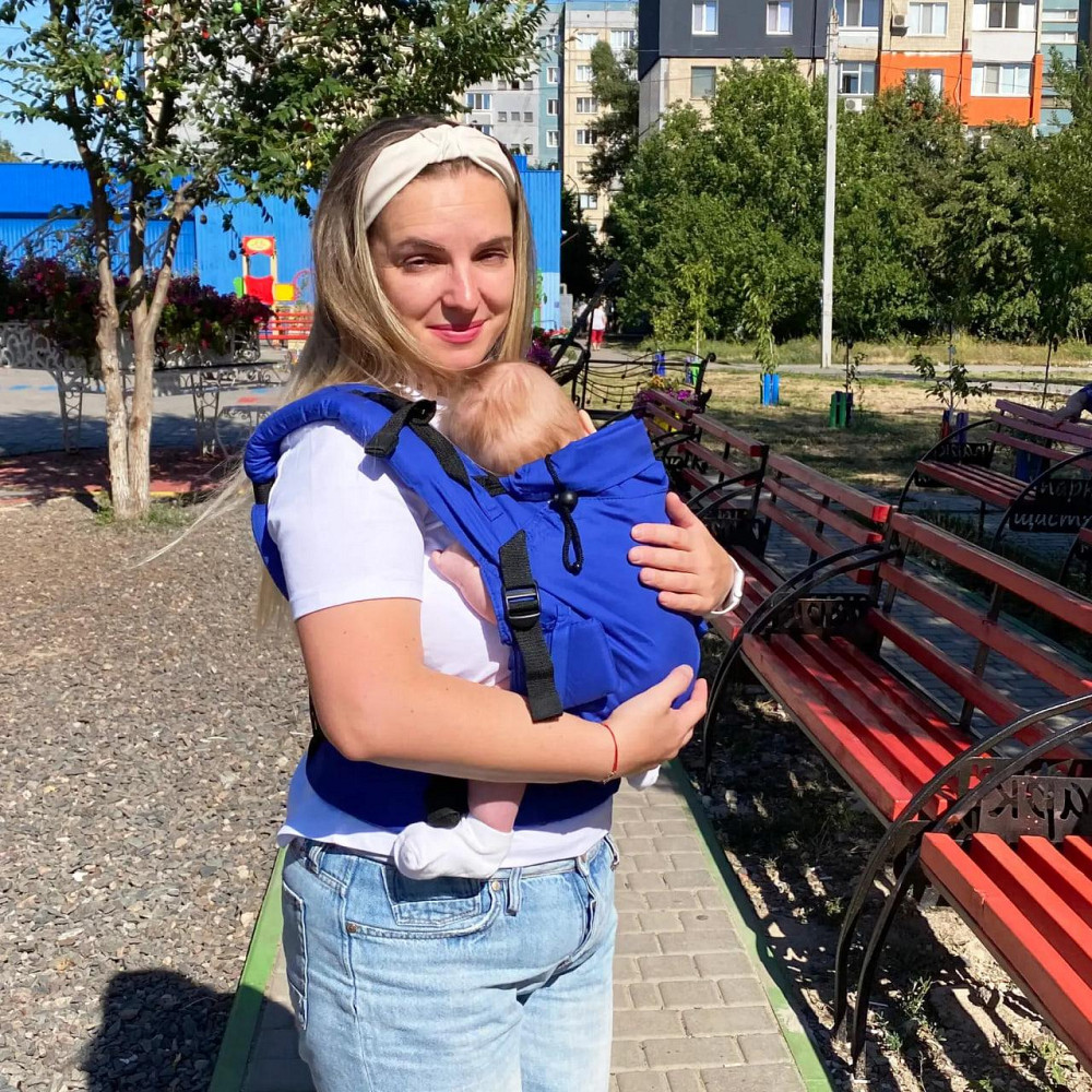 Ерго рюкзак з народження Adapt синій котон для малюків 0 - 18 місяців, вагою до 20 кг Coolbabka Синій Кривий Ріг - фото 7