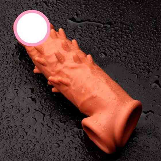 Насадка на пенис с фиксацией мошонки и шипами Toyfa XLover - Телесный Винница