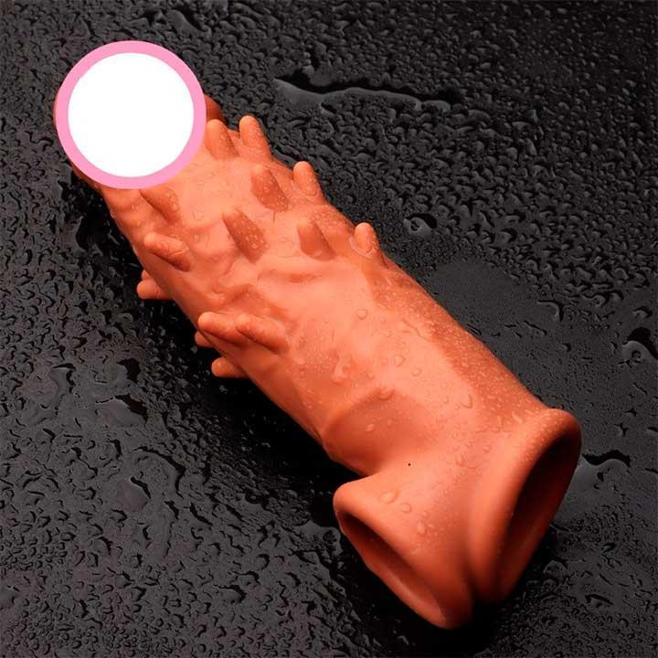 Насадка на пенис с фиксацией мошонки и шипами Toyfa XLover - Телесный Винница - изображение 1