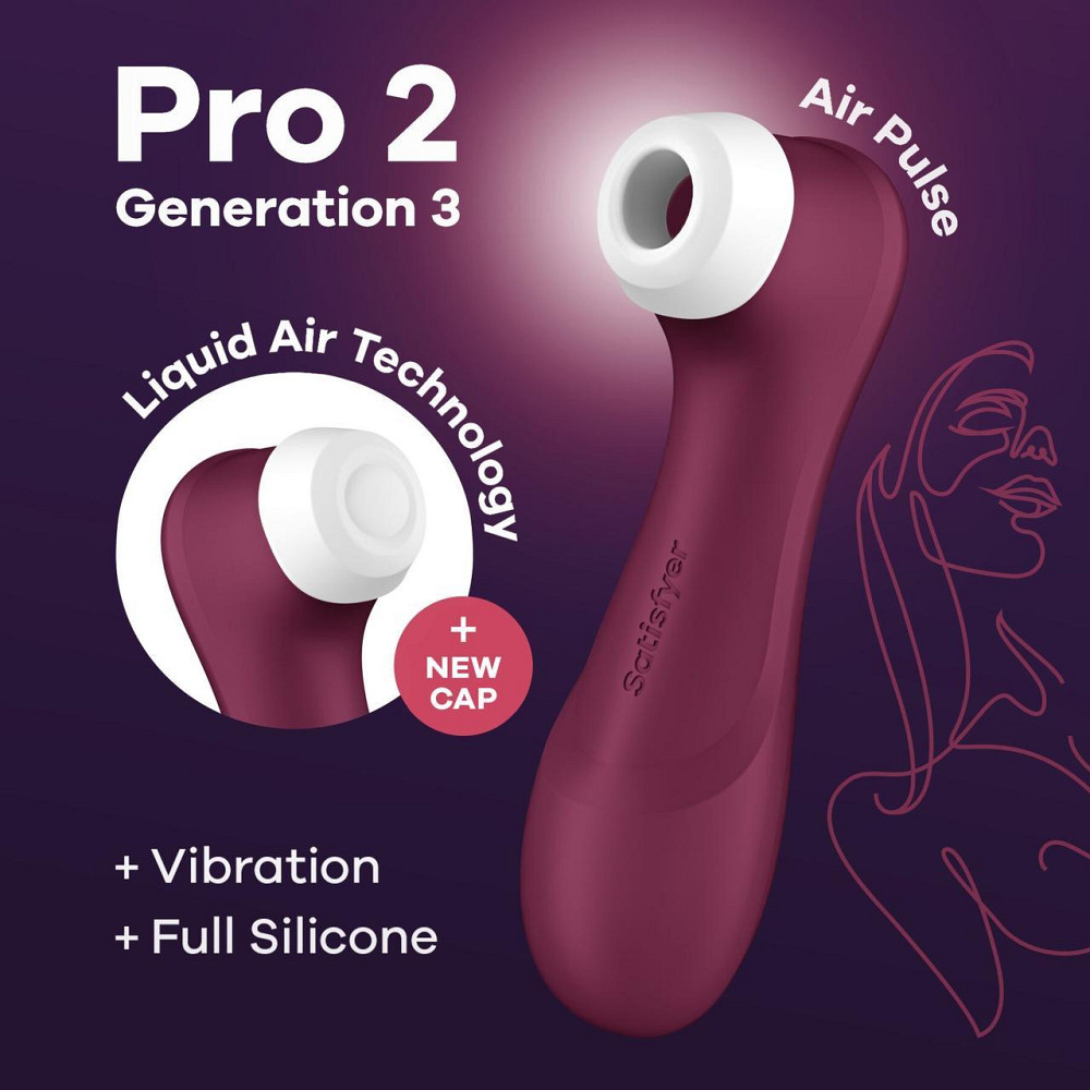 Вакуумний кліторальний стимулятор Satisfyer Pro 2 Generation 3 with Liquid Air Wine Red Sex Aura Київ - фото 2