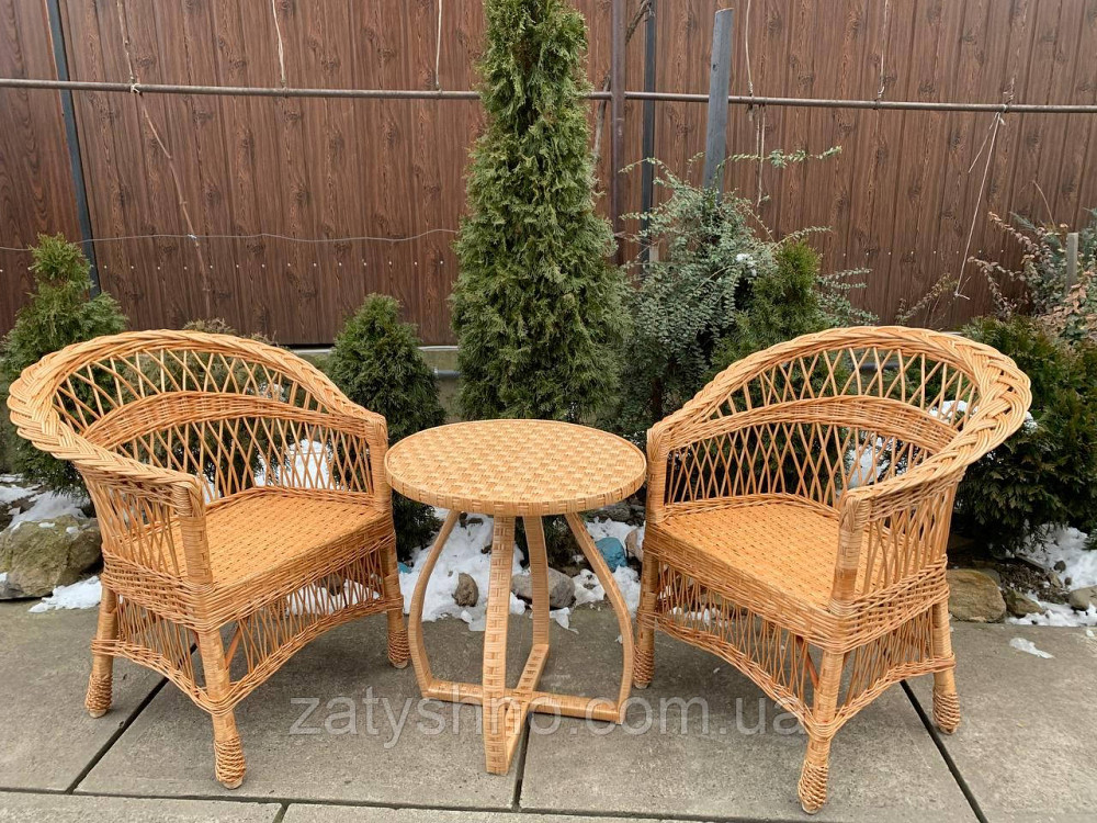 Меблі плетені з круглим столом натурального кольору Київ - фото 1