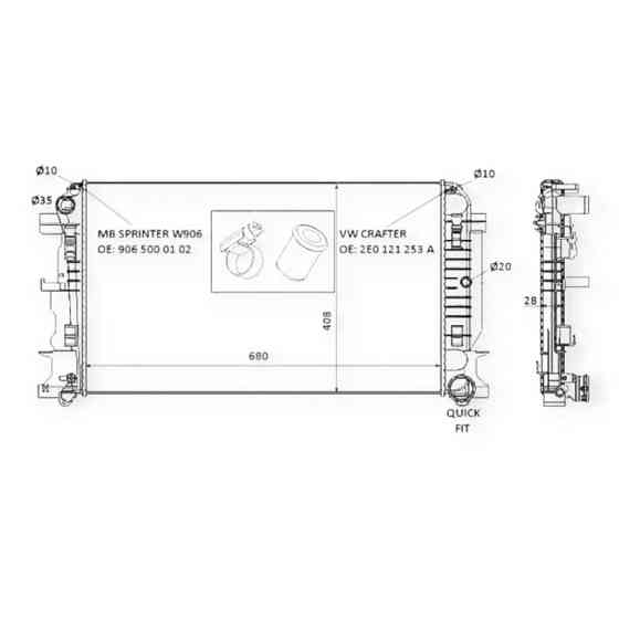 Радіатор охолодження двигуна автомобіль Мерседес Бенз Sprinter, автомобіль Фольцваген Crafter 06- NRF Мукачево