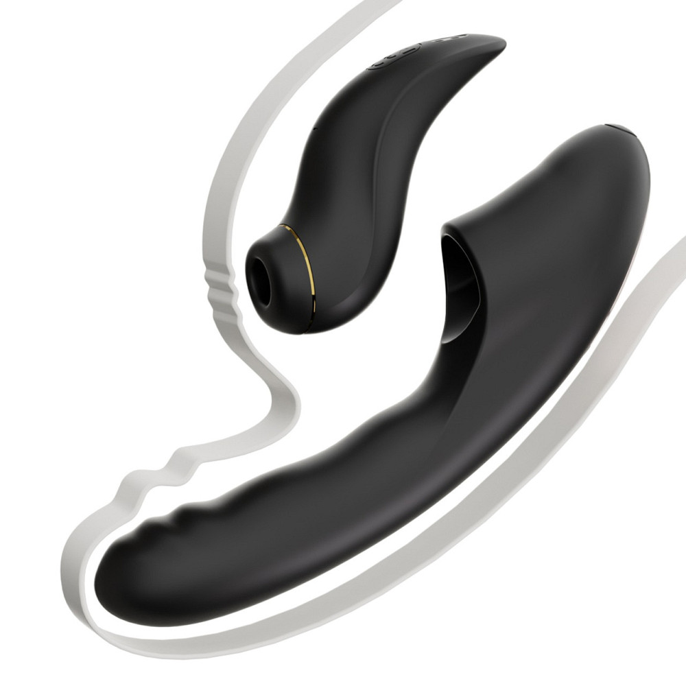 Вибратор 2-в-1 с фрикциями, вакуумом и подогревом BeYourLover FATIMA APP, черный, 19,2 × 6 см Sex Aura Киев - изображение 3