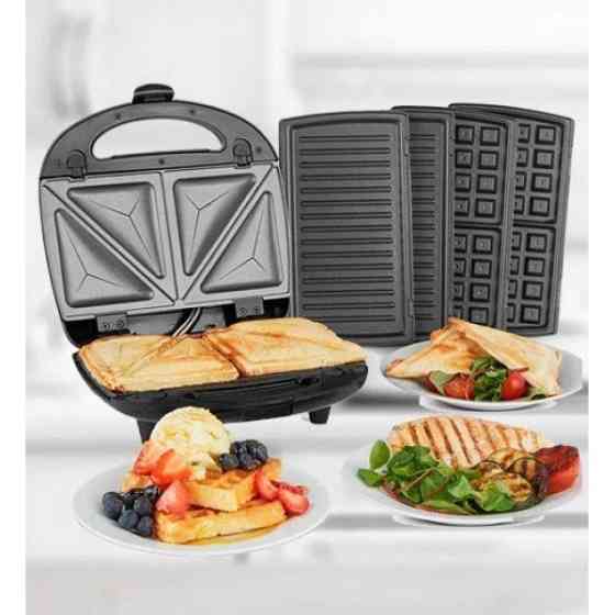 Настільний електричний гриль для кухні Domotec MS-7704 1000Вт, Електрогриль притискний ребристий QF-79 Київ