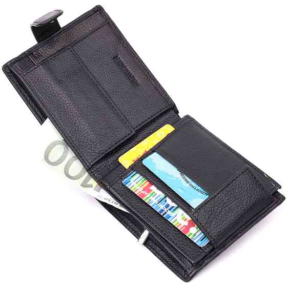 Гаманець чоловічий середнього розміру з натуральної шкіри ST Leather 22473 Чорний Київ