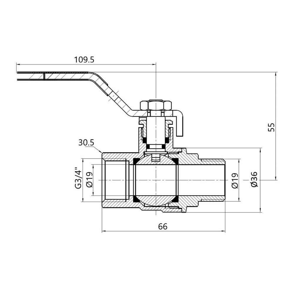 Кран кульовий Thermo Alliance Forte 3/4" ВЗ для води (ручка) SF605W20 Київ - фото 2