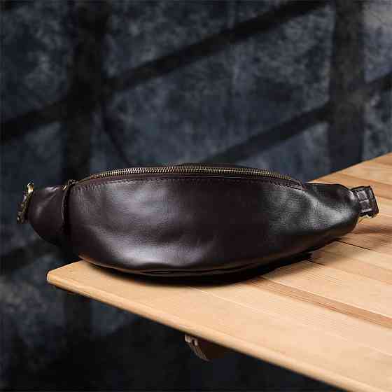 Сумка бананка відмінної якості з гладкої натуральної шкіри Коричневий (SHVIGEL) Київ