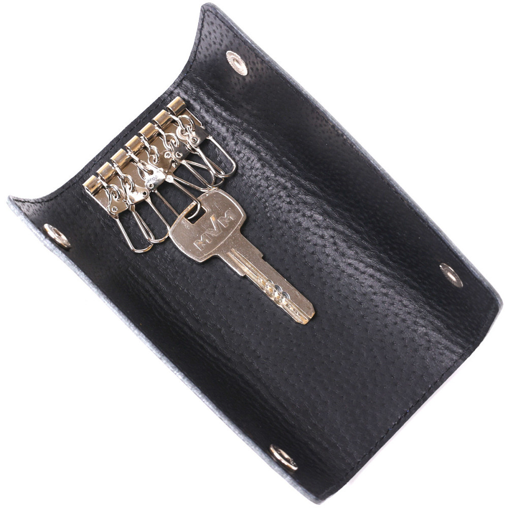 Практичная кожаная ключница Shvigel 16533 Синий Киев - изображение 6