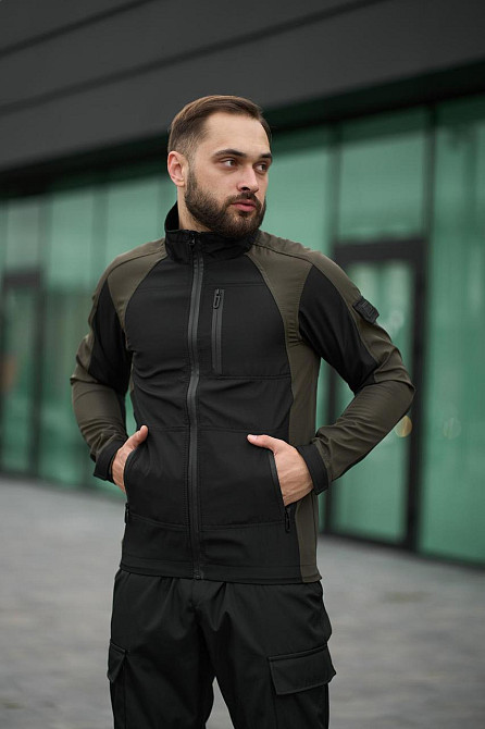 Чоловічий костюм Intruder Softshell куртка спортивна і штани карго весна осінь хакі+чорний Одеса - фото 2